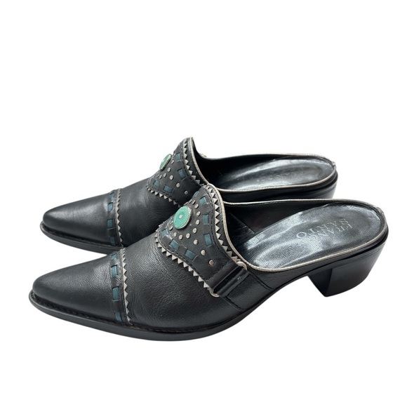 Franco Sarto Leather Western Mules With Pointed Toe Shoe Sz 7 Equestrian Rodeo - Picture 11 of 15
